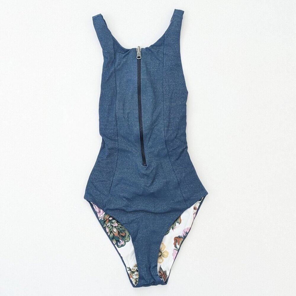 Maaji Blue One-Piece Swimsuit with Floral Lining